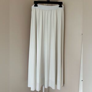 White Long Pleated Skirt | Lined | Elastic Waist